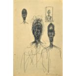 § Alberto Giacometti (Swiss, 1901-1966) Têtes (recto); Nu debout (verso); a double-sided sketch