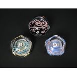 Three Whitefriars facetted paperweights, comprising a Christmas weight depicting Mary & Joseph,