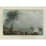 After James Baillie Fraser Four 19th century coloured aquatint views of India. Calcutta from a point