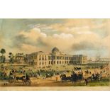 After W S Hedges, Front View of the British Guiana Public Buildings Demerara coloured lithograph