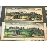 A portfolio of prints, watercolours and drawings, including Windsor Castle. Braun and Hogenberg, two