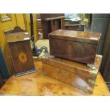 A Victorian walnut writing slope, a tea caddy and a candlebox (3)