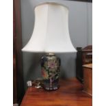 A pair of oriental vase lamp bases, 37cm high plus shades