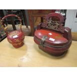 Two Chinese red lacquered containers