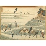 Katsushika Hokusai (1760-1849), 'Rich Harvest' from one hundred views of Mount Fuji, porters