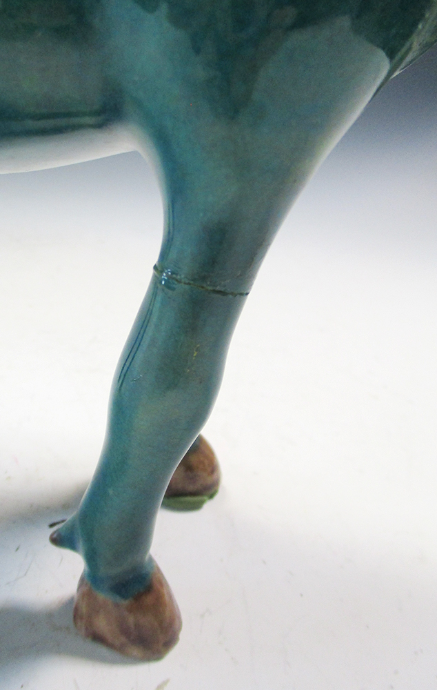 A 20th century turquoise glazed horse standing four square, its mane, tail and hooves glazed - Image 3 of 4