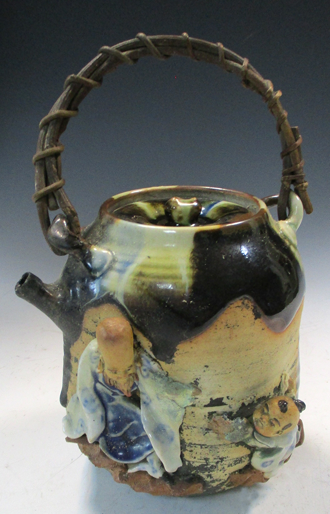 An Hirado covered koro together with a Sumida Gawa tea pot and cover, the broader bellied sides of - Image 2 of 9