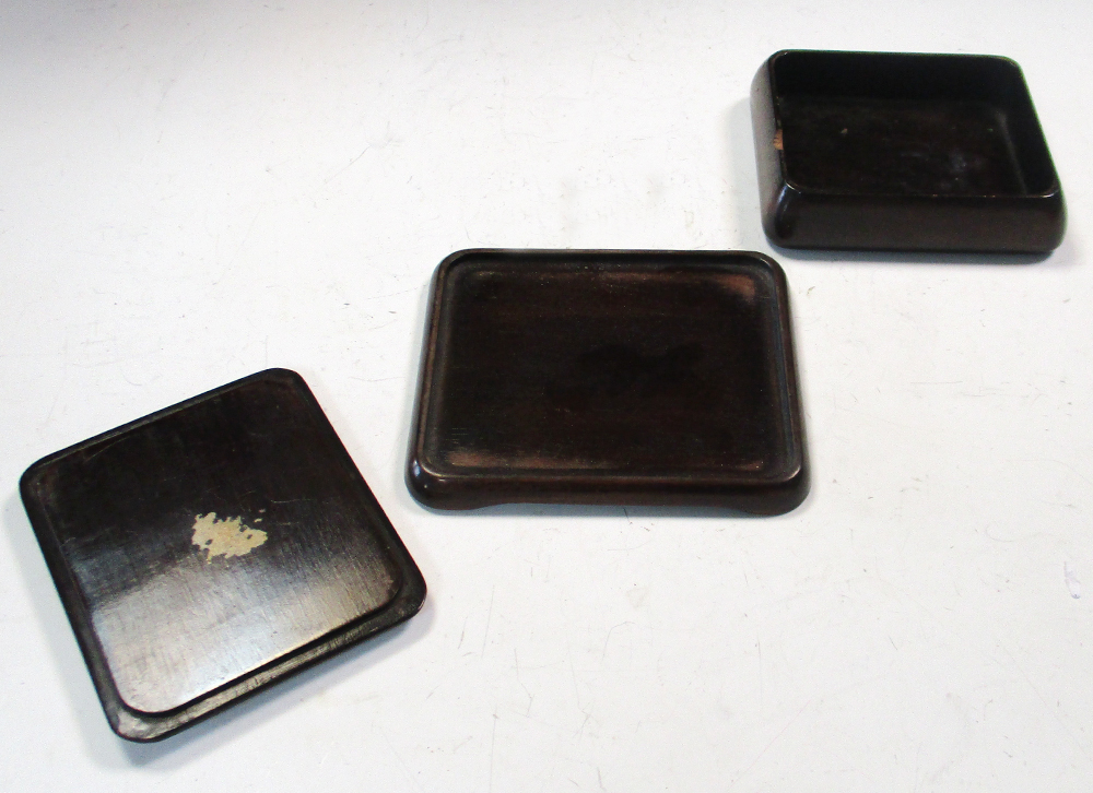 An early 20th century hardwood box with Komai style inlaid iron panel, the rectangular panel - Image 3 of 5