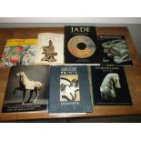 Three books on jade, three on art and another on Japanese prints by Kaverne, Lin, Wilson, Hobson,