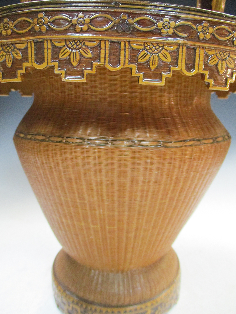 A 20th century flower arranging basket, pairs of phoenix flanking the base of the handle raised - Image 4 of 5