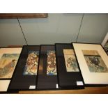 Utugawa Kuniyoshi (1797-1861), two wood block diptychs and another print, one diptych depicting