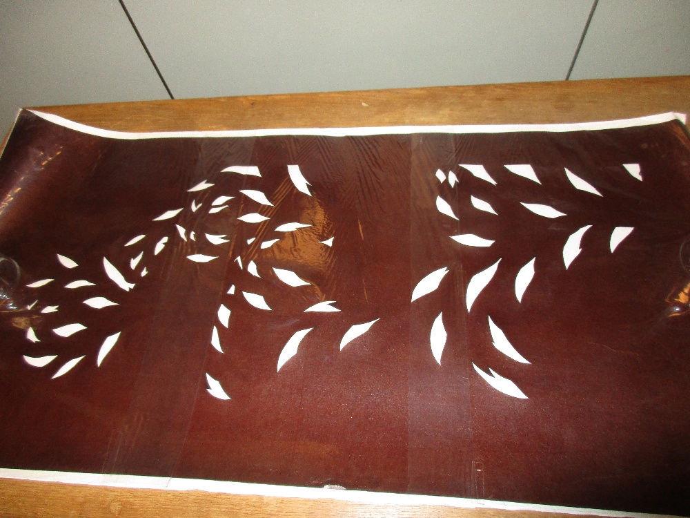 Thirteen 1930's brown paper kimono stencils, largely cut with scattered leaves, 107 x 44.5cm (42 x - Image 4 of 4