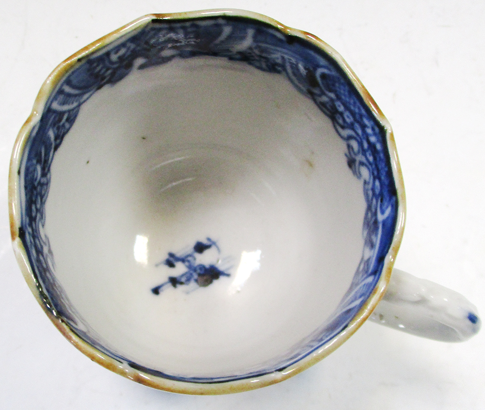 Four 18th century blue and white wares, the patty pan, coffee cup and can painted with islands, - Image 3 of 13