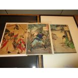 Tsukioka Yoshitoshi (1839-92), two framed and another print, the mounted and one framed print from