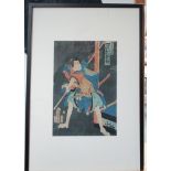Kunichika, Kunihiko and other Utagawa school artists, nine wood block prints, the first from the