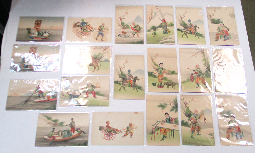 A collection of fifteen postage stamp collage post cards, the blank sides printed 'Union Postale - Image 7 of 7