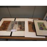 Yoshiika, Yoshifuji, Yoshimori and Yoshitora, five prints, the first a crepe print of children