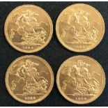 Four gold sovereigns 1964 (4)