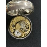 An 18th century silver pair cased pocket watch, dial and verge movement signed 'George Clarke,