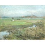 Albert Goodwin, RWS (British, 1845-1932) Cley from Wiveton Bridge, Norfolk, Sunrise, circa 1918