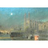Albert Goodwin, RWS (British, 1845-1932) King's College, Cambridge, by moonlight inscribed lower