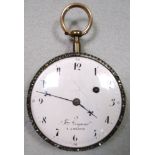 A Continental verge pocket watch, circa 1800, 'Freres Veigneur a Geneve', with signed enamelled dial