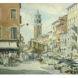 § Attributed to Leonard Russell Squirrell, RWS, RI (British, 1893-1979) Campo S. Barnaba, Venice,
