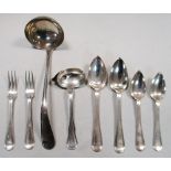 A Dutch matched silver service of cutlery, comprising twenty table forks, twenty one dessert