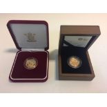 Two UK gold proof £1 coins for 2007 Millennium Bridge and Belfast 2010, limted editions, one lacking