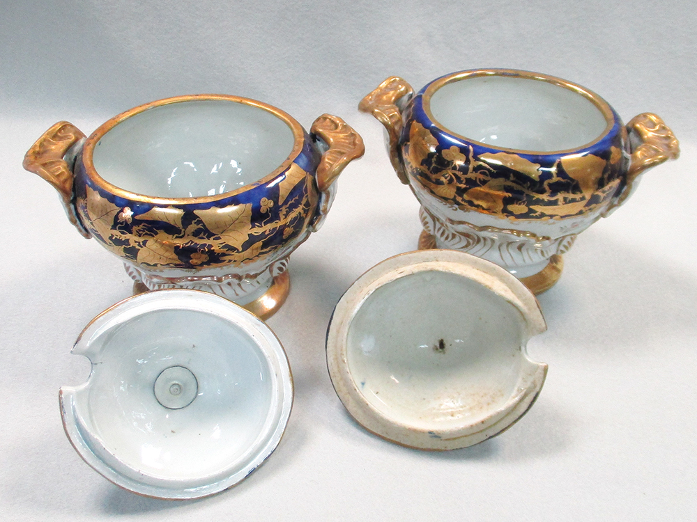 A 19th century Mason's ironstone dessert service, the moulded bodies painted to the centres with - Image 16 of 17