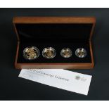 United Kingdom 2008 gold proof sovereign collection, four coin set with five pounds, double