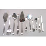 An extensive Czechoslovakian silver canteen of cutlery for twelve, 800 standard with export marks