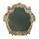 A pair of Continental painted carved wood framed mirrors - late 19th century, of cartouche outline