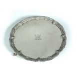 A George III silver salver, by Richard Rugg, London 1766, the field engraved with the crest of the