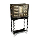 An Italian ebony and ivory inlaid cabinet on stand - 17th century and later