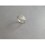 An 18ct gold and diamond plaque ring, the lozenge shape plaque pavé set with round brilliant cut