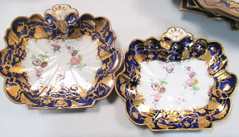 A 19th century Mason's ironstone dessert service, the moulded bodies painted to the centres with - Image 5 of 17