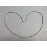 A fine fancy link chain necklace, each link a four wire oval cage, of yellow precious metal, not