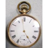 An open face pocket watch, circa 1900, unsigned, enamelled dial with subsidiary seconds, outer