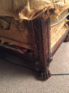 A pair of late Regency mahogany upholstered library chairs, the square back frames carved on all - Image 3 of 4