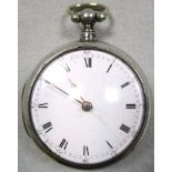A silver pair cased verge pocket watch, Thomas Maston, London 1808, movement no. 6239, hairline