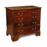 A George III mahogany Serpentine front chest, line inlaid and crossbanded decoration to the top,