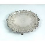 A George II silver salver, London 1755, the field engraved to the centre with a family armorial,