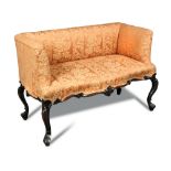 A mahogany framed upholstered window seat - 19th century, with square back and serpentine seat,