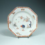 A Bow porcelain Two Quail pattern octagonal plate, circa 1755-58, painted in the Kakiemon palette,