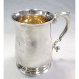 A George II silver baluster mug, London 1754, the body later engraved with initials and dated '