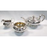 A William IV silver three piece teaset, by Joseph Angell I & John Angell I, London 1833,