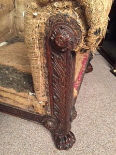 A pair of late Regency mahogany upholstered library chairs, the square back frames carved on all - Image 2 of 4