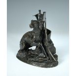 Pierre Jules Mene (1810-1879), a bronze model of a Retriever and game, a hunting horn and gun lent
