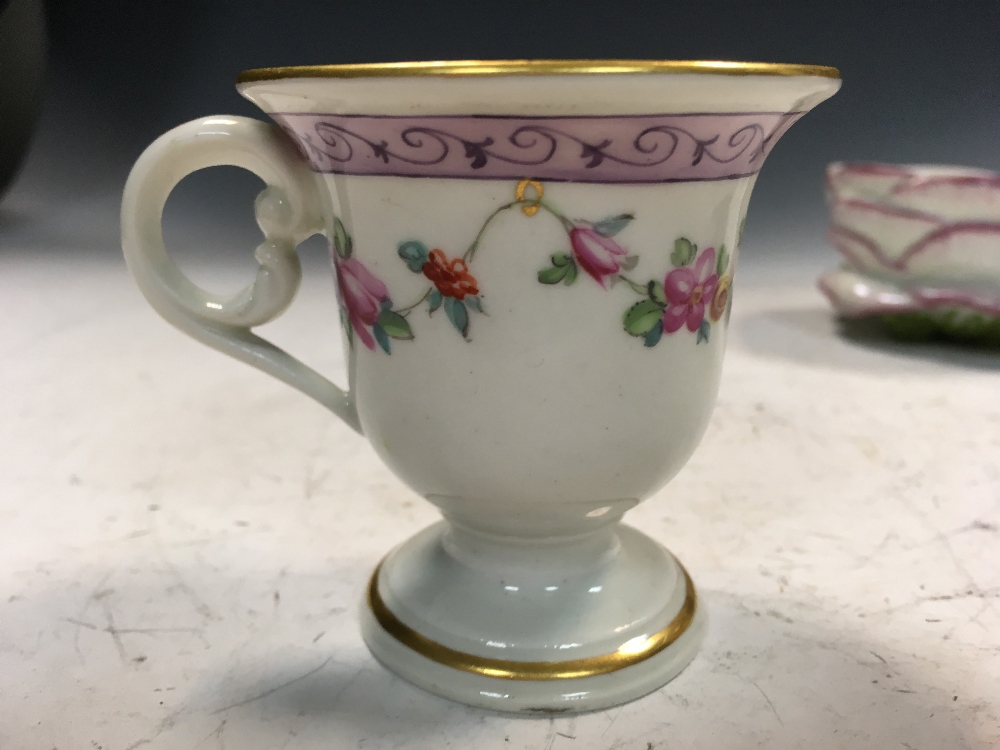 A Derby 'Sevres' style ice cup, circa 1785, of bell shape form with kidney moulded handle, enamelled - Image 3 of 6